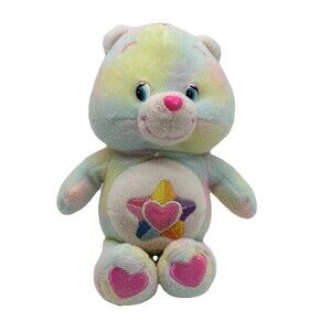 Play Along Care Bears True Heart Bear 2005 Beanbag Plush 8" TCFC Tie Dye Star